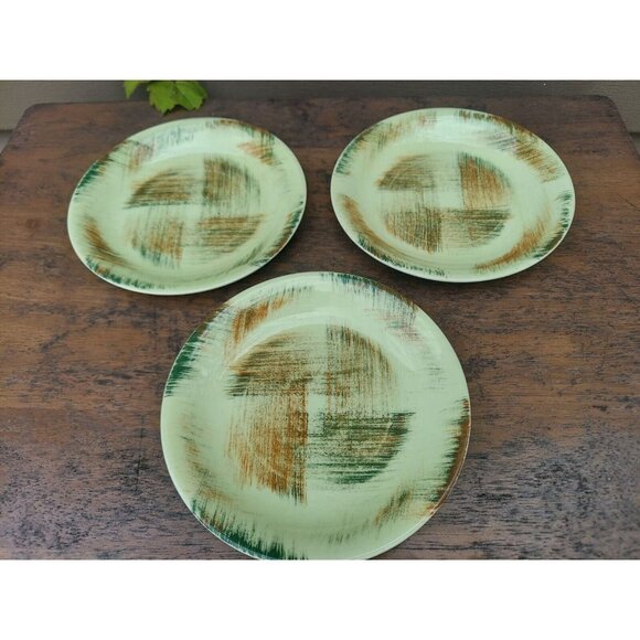 3  Vernon Kilns Raffia 6" Bread & Butter Plates - Picture 1 of 3